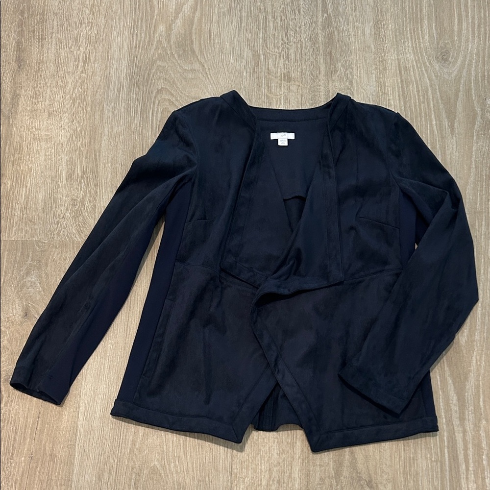 J. Jill Black Drape front faux suede Jacket